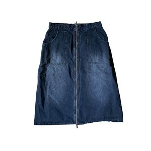 Mint Velvet Black Denim Midi Zip Skirt‎ Size 8